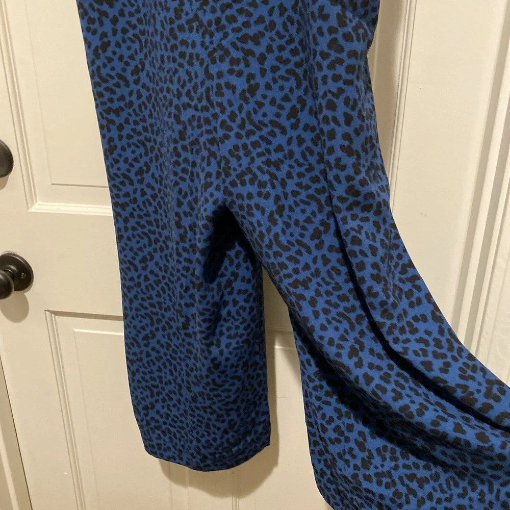 Apt 9 Women's Jumper Size 2XL Blue Black Animal Print Pockets Rouching Ash Strap
